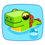 😏 Cartoon, Tier, Reptil, Niedlich, Schwimmen, Wasser telegram sticker