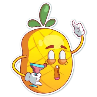 🥂 pineapple, cartoon, cocktail, fruit, drink, funny, cute, party telegram sticker