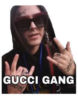 🤓 GUCCI GANG Gucci Gang, Lil Pump, rapper, music, gangster, middle finger whatsapp sticker