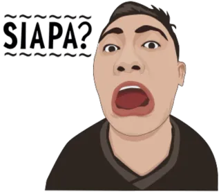 😵 SIAPA? mặt sốc, ngạc nhiên, hoạt hình, Indonesia, câu hỏi telegram sticker
