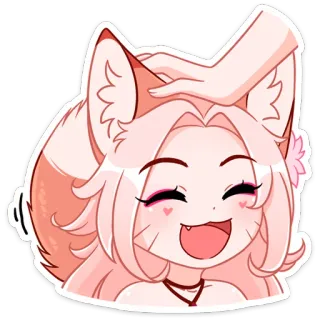 😃 anime, catgirl, cute, ear, pink, kawaii, character, adorable whatsapp sticker