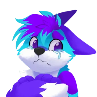 😭 triste, llorando, furry, antropomórfico, azul, morado, emocional telegram sticker