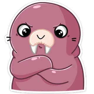 😝 Dessin animé, Morse, Animal, Mignon, En colère, Autocollant telegram sticker