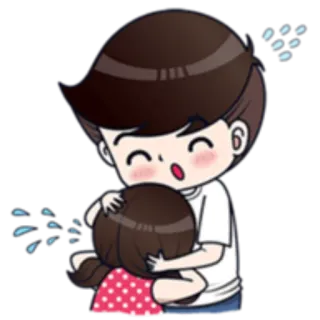 😭 커플, 사랑, 포옹, 만화 whatsapp sticker
