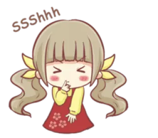 👆 Ssshhh psiu, silêncio, chibi, menina, desenho animado telegram sticker
