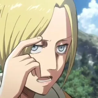 🌟 Annie Leonhart Attack on Titan アニメ, アニ・レオンハート, 進撃の巨人, 考え中, マンガ telegram sticker