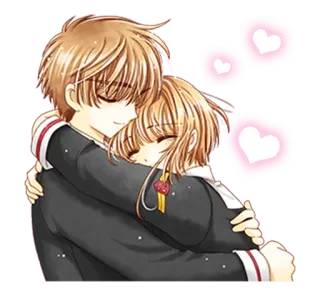 😘 anime, hug, love, affection, romance, couple telegram sticker