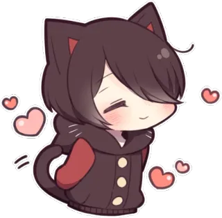 😸 gato, anime, kawaii, lindo, corazón, chibi, sticker, orejas whatsapp sticker