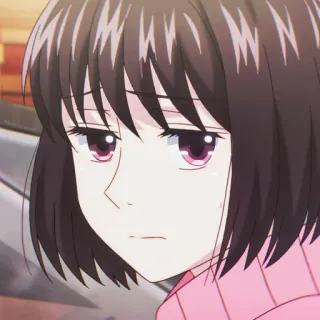 😫 Anime Mädchen, traurig, rosa, kurze Haare, Cartoon, Charakter telegram sticker
