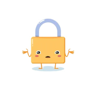 🤨 자물쇠, 보안, 만화, 이모티콘, 카와이, 귀여운 whatsapp sticker