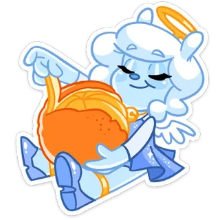 🍊 thiên thần, hào quang, màu cam, dễ thương, hoạt hình, đồ ăn telegram sticker