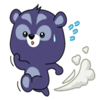 🏃‍♂ course, dessin animé, ours, sueur, peur, animal telegram sticker