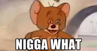 🌚 Jerry Tom and Jerry NIGGA WHAT Jerry, beleidigend, Schimpfwort, Cartoon, Meme telegram sticker
