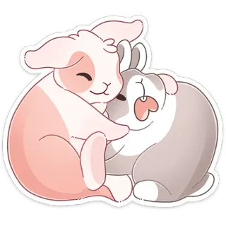 ☺️ coelhos, fofo, amor, animais, coelho, desenho animado whatsapp sticker