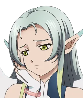😔 Anime, Ragazza, Elfo, Femmina, Triste, Espressione whatsapp sticker