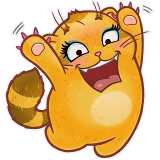 👋 gato, adesivo, fofo, desenho animado, animal, feliz, divertido, brincalhão telegram sticker
