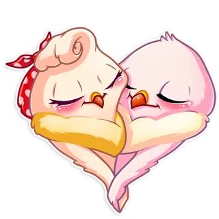 😊 duck, love, hug, heart, cute, cartoon telegram sticker
