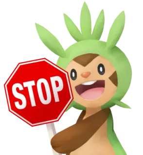 🛑 Chespin Pokemon STOP Chespin, Pokémon, Placa de pare, Desenho animado, Videogame telegram sticker