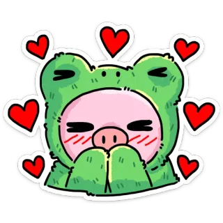 🥰 青蛙, 心, 爱, 可爱, 动物 telegram sticker