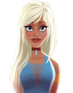 👸 Мультфильм, Персонаж, Иллюстрация, Цифровое искусство, Женщина, Голубые глаза, Женщина telegram sticker