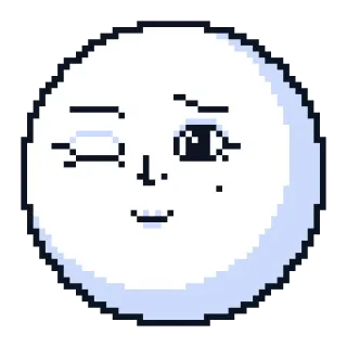 😉 moon, face, pixel art, emoji, cartoon, digital art telegram sticker