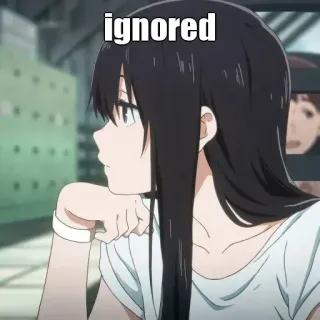 🤔 ignored animé, fille, triste, ignorée, seule whatsapp sticker