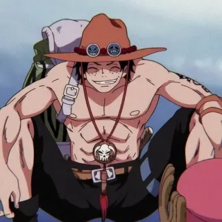 🌟 Ace One Piece anime, One Piece, Portgas D. Ace, personaggio, sorridente whatsapp sticker