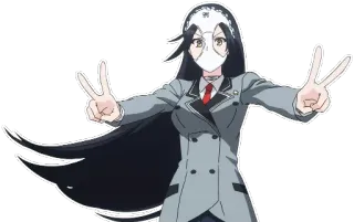 ✌ anime, manga, character, grey suit, peace sign whatsapp sticker