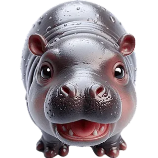 🙃 hippo, hippopotamus, animal, mammal, cute, adorable, wildlife telegram sticker