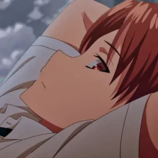 🍁 anime, ragazzo, capelli rossi, sdraiato, rilassante telegram sticker