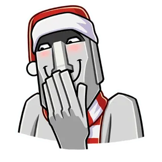 🗿 Moai, cabeça de pedra, Natal, gorro de Papai Noel, estátua da Ilha de Páscoa, corando, Ilha de Páscoa telegram sticker