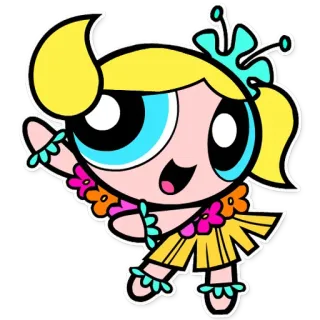 💃 Bubbles The Powerpuff Girls Cartone animato, Carino, Kawaii, Le Superchicche, Bolly telegram sticker