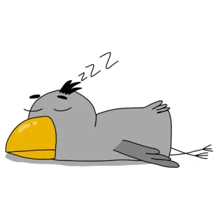 😴 ZZZ ptak, śpiący, kreskówka, zmęczony, leniwy telegram sticker