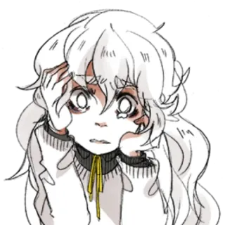 🤍 sad, cartoon, anime, girl, white hair, despair telegram sticker