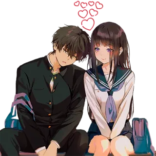 💞 Anime, Coppia, Scuola, Uniforme, Romance, Amore, Cuori telegram sticker