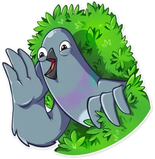 🌾 paloma, pájaro, dibujo animado, arbusto, animal telegram sticker