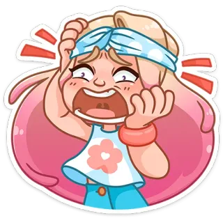 😨 dessin animé, frustrée, fille, panique, contrariée telegram sticker