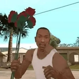 😤 CJ Grand Theft Auto: San Andreas Blumen, Videospiel, CJ, Grand Theft Auto, San Andreas telegram sticker