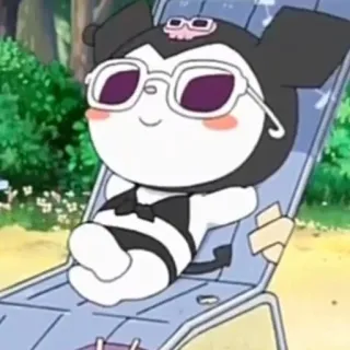 😎 Kuromi Kuromi, Sanrio, playa, gafas de sol, dibujos animados telegram sticker