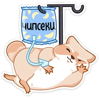 🍟 чипсеки chipseki, มันฝรั่ง, แฮมสเตอร์, ตลก, น่ารัก, ขนม, อาหาร whatsapp sticker
