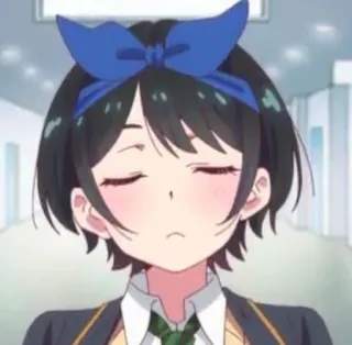 🥴 Ruka Sarashina Rent-A-Girlfriend อนิเมะ, ผู้หญิง, รุกะ สารชินะ, แฟนสาวให้เช่า, น่ารัก, ชุดนักเรียน, โบว์สีฟ้า whatsapp sticker