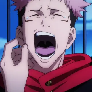 🍃 Yuji Itadori Jujutsu Kaisen anime, crying, sad, cartoon, emotional, manga, Yuji Itadori, Jujutsu Kaisen telegram sticker