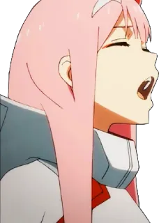 😴 Zero Two Darling in the Franxx Anime, Zero Two, Darling in the Franxx, pinke Haare, Mädchen, Charakter telegram sticker