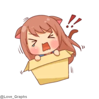 😭 Anime, Chica gato, Kawaii, Caja, Llorando, Enojado telegram sticker