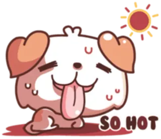 🥵 SO HOT 개, 더운, 땀, 여름, 열기, 만화, 이모티콘 telegram sticker