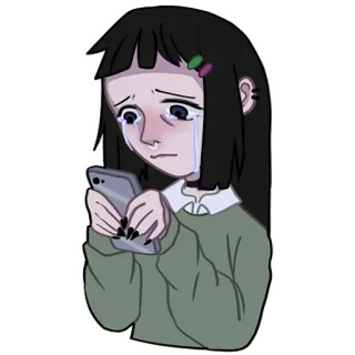 😢 traurig, weinend, Mädchen, Handy, Emo telegram sticker