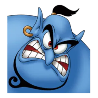 😡 Genie Aladdin Cartoon, Dschinn, Disney, Aladdin, Wütend, Ausdruck, Blau whatsapp sticker