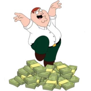 💸 Peter Griffin Family Guy cartoon, money, cash, funny, comedy, character telegram sticker