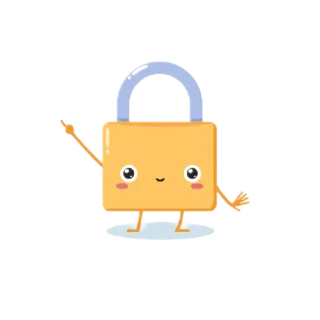 🙂 자물쇠, 보안, 만화, 귀여운, 보호, 자물쇠 whatsapp sticker