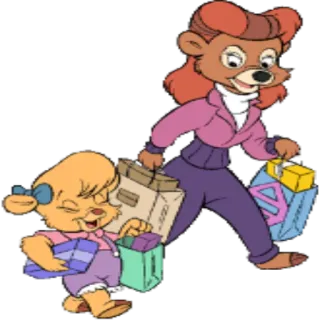 🛍 Cartoon, Bären, Shopping, Mutter, Kind telegram sticker